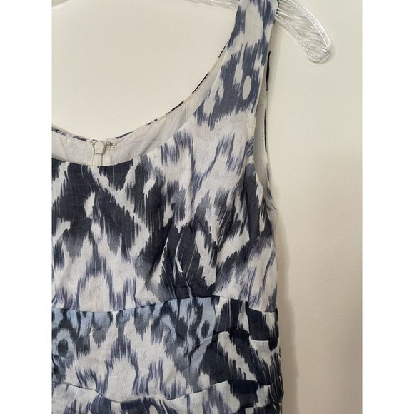 Peruvian Connection Ramie Ikat Fit And Flare Dress Size 6 Blue White Sleeveless - Picture 3 of 7